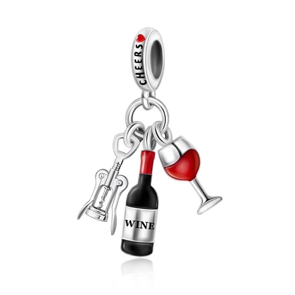 7424 925 Sterling Silver, Knight&Big Ben, Corkscrew, Wine Glasse Charm Fit